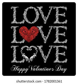 Decorative heart. Love symbol. Golden decor. I love you