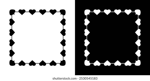 Decorative heart love valentines frames border set design. Vector illustration