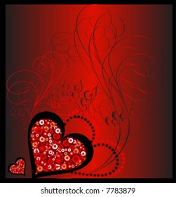 decorative heart on red background