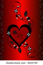 decorative heart on red background