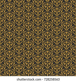 Decorative heart seamless pattern, Christmas background, vector