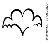Decorative heart shape with bat wings hand drawn for design element on white, stock vector illustration 