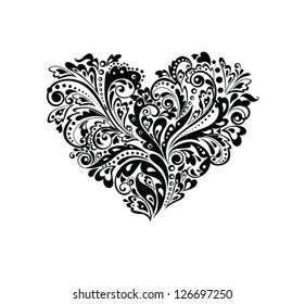 Decorative heart shape (black and white)