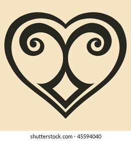 decorative heart shape, vector image