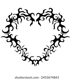 Dekorativer herzförmiger Rahmen. Retro Neo Tribal Barock Ornament. Vektorgrafik-Designelement
