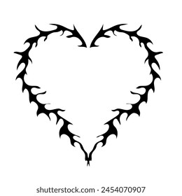 Decorative heart shaped frame. Retro Neo tribal baroque ornament. Vector design element