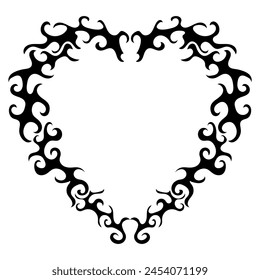 Decorative heart shaped frame. Retro Neo tribal baroque ornament. Vector design element
