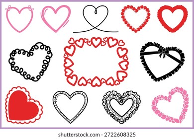 Decorative heart vector clipart illustrations Set 