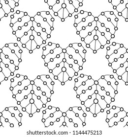 Decorative hearts. Black and white illustration for coloring book or page. Seamless pattern, love background.