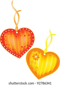 Decorative hearts isolated white background