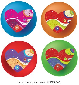 decorative hearts on different backgrounds