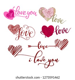 decorative hearts on a white background. vector