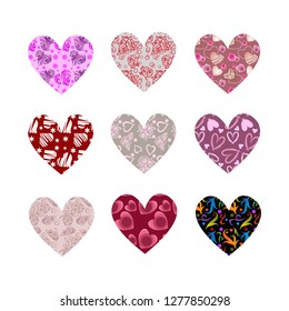 decorative hearts on a white background. vector