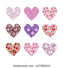 decorative hearts on a white background. vector