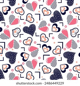 
Decorative Hearts from polkas and stars pattern