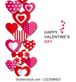 Decorative hearts seamless background Vertical