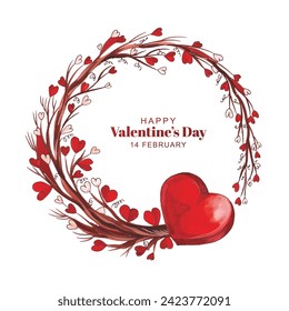 Decorative hearts valentines day gretting card design vector