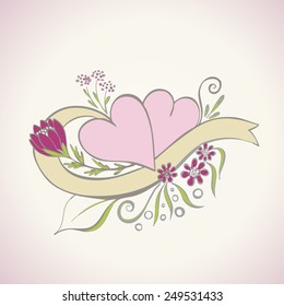 Decorative hearts for wedding invitation vector illustration