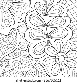 Decorative henna design coloring book page illustration for adults art drawing relaxing 