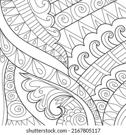 Decorative henna design coloring book page illustration for adults art drawing relaxing 
