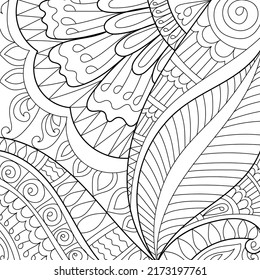 Decorative henna design coloring book page illustration for adults art drawing relaxing 