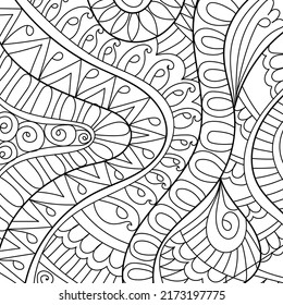 Decorative henna design coloring book page illustration for adults art drawing relaxing 