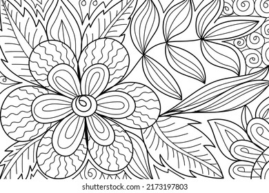 Decorative henna design coloring book page illustration for adults art drawing relaxing 