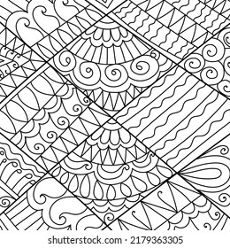 Decorative henna design coloring book page illustration for adults art drawing relaxing 