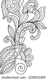 Decorative henna design coloring book page vector illustration