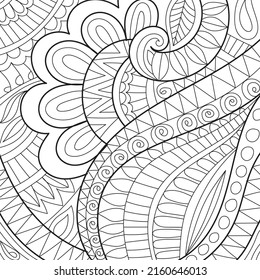 Decorative henna mehndi style coloring book page illustration for adults art drawing relaxing 