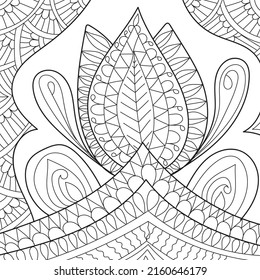 Decorative henna mehndi style coloring book page illustration for adults art drawing relaxing 