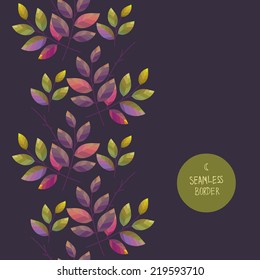 Decorative herbal border. Seamless vector template