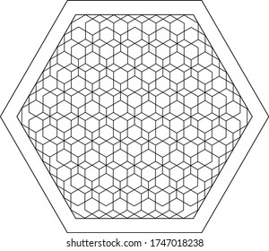 decorative hexagon. the element of the mosaic. geometric pattern. black-and-white isolated contour. coloring, template.