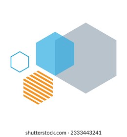 Dekorative Hexagon-Paneele Broschürendesign. Geometrische Formen. Vektorgrafik mit leerem Kopienraum für Text. Bearbeitbare Formen für die Plakatdekoration. Kreativer und anpassbarer Rahmen