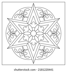 Decorative hexagonal mandala art design for coloring pages for adults. Good mood. Relieve stress and anxiety. EPS8 #599
