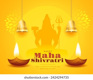 decorative hindu festival maha shivratri greeting background vector (Translation of Maha Shivratri is The Great Night of Lord Shiva)