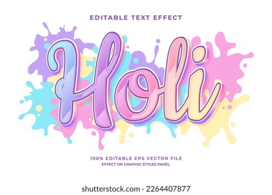 decorative holi festival editable text effect vector design