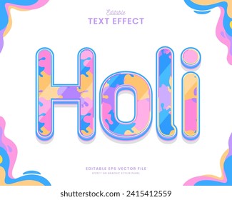 decorative holi festival editable text effect vector design