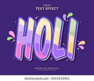 decorative holi festival editable text effect vector design