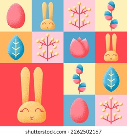 Decorative holiday card with spring Easter elements