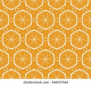 decorative holiday floral ornament. vector illustration. for interior design, wallpaper, paper fill. orange color