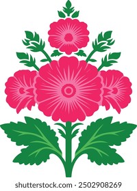 Decorative Hollyhock flower symbol, Traditional Skep and Hollyhock Border