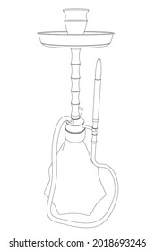 Decorative hookah contour isolated on white background. Vector illustration