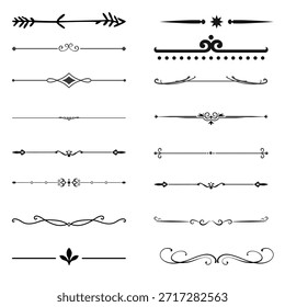Líneas divisoras Horizontales decorativas para diseños elegantes y proyectos de tipografía. Separadores ornamentales ideales para invitaciones, certificados y diseño editorial.
