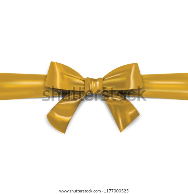Decorative Horizontal Gold Ribbon with Bow for invitation, gift, greeting c...