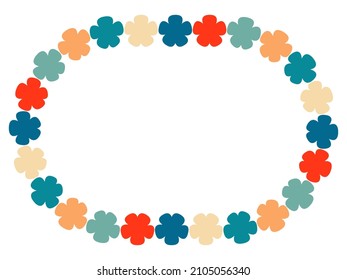 Marco ovalado horizontal decorativo con flores multicolor Elemento de diseño Ilustración vectorial Aislada sobre fondo blanco