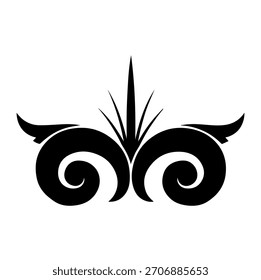 Decorative horizontal scroll ornament flourish artistic silhouette vector illustration graphic design element vintage.