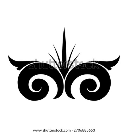 Decorative horizontal scroll ornament flourish artistic silhouette vector illustration graphic design element vintage.