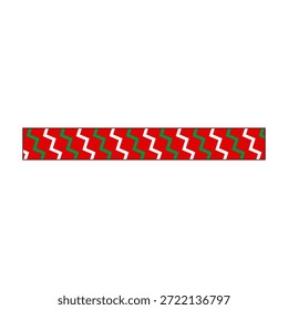 Tira Horizontal decorativa con patrón de zigzag rojo, verde y blanco repetitivo, perfecto para marcos de vacaciones, Anuncios, washi tape, envoltura de regalo, papelería y acentos de diseño festivo