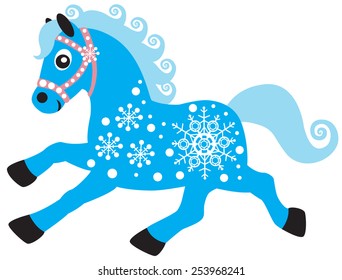 decorative horse of winter , simple picture for babies and little kids 